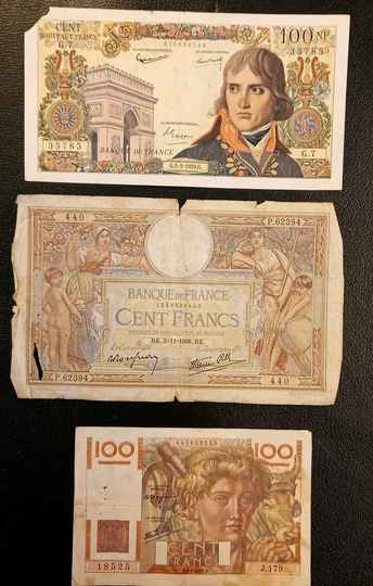 Lot de 3 billets de 100 Francs dont 1 BONAPARTE