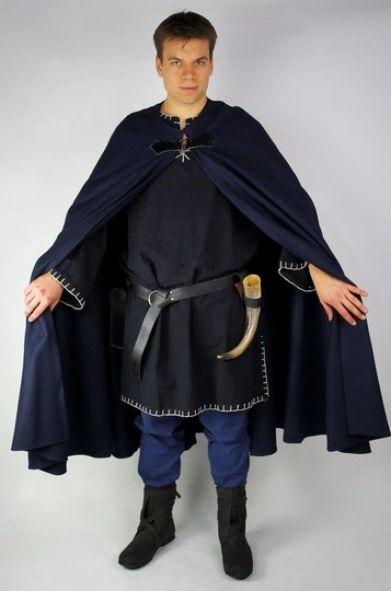 Cape en laine Dan NOIRE - 1m33 - Fermoir dragon - Sans capuche