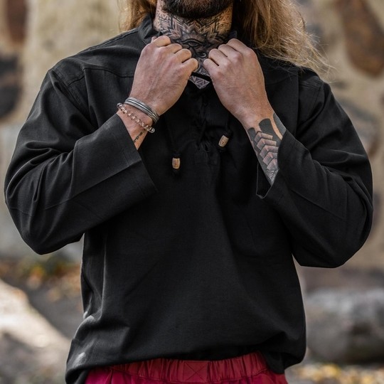 Chemise médiévale Adalric marron foncé Taille S ou 3XL UNIQUEMENT - SANS plastron