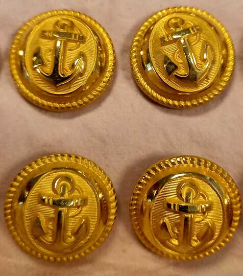 SUPERBE! Boutons dorés au mercure, Marine Nationale, vers 1900. Diam 22 mm. Culots plats. Prix à l'unité 