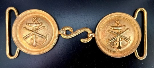 Boucle de ceinturon officier d'artillerie de marine, modèle 31. 3 pièces - Fabrication des Éts David