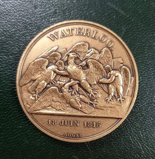 Refrappe moderne en bronze, médaille commémorative napoléonienne de Denon and Jaley: Waterloo 