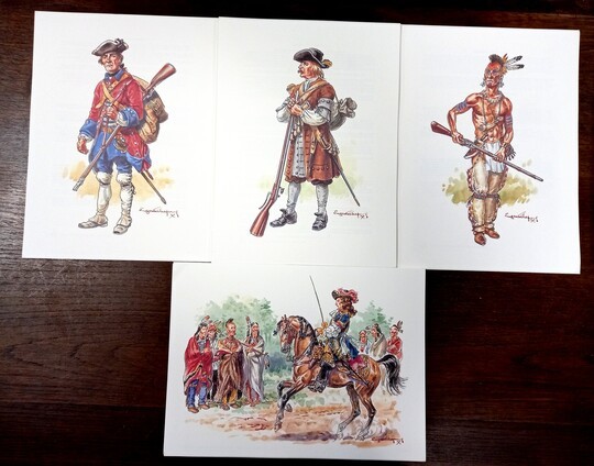 Eugène Leliepvre (Le mémorial des soldats de la Nouvelle France) planches au pochoir. Prix à l'unité. 