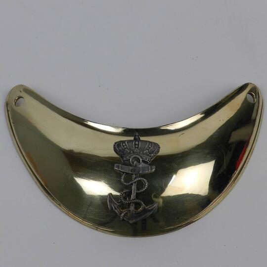 Hausse col d'officier de marine, 2 ème Empire. Ancre argentée. Dos garni de cuir blanc patiné. Copie?
