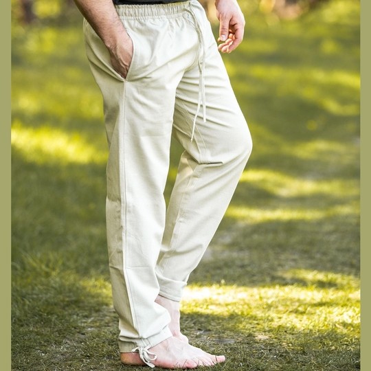 Culotte du moyen age Arvo chanvre clair - Lien aux chevilles