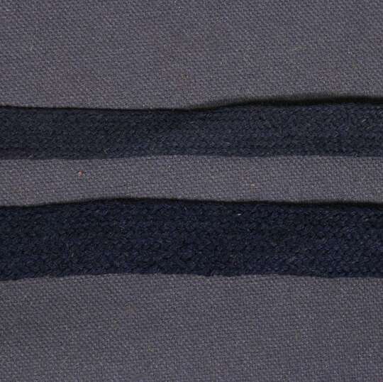 Tresse plate Bleu Marine en laine - 10 et 15 mm - Fab. Française ancienne - Au mètre 