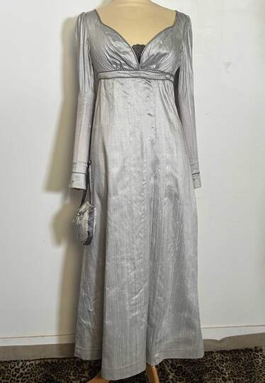 Robe de soie grise avec réticule
