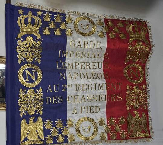 Drapeau du 2 ème régiment des chasseurs à pied de la Garde Impériale. 90 X 90 cm