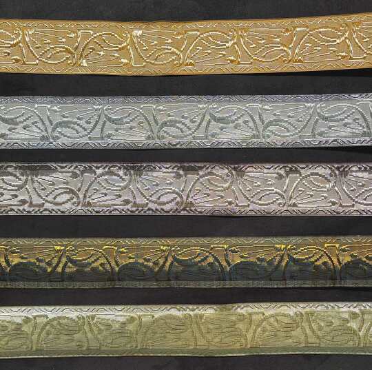 Galon art déco à motif floral - Métallique - 50 mm - Fab. Française ancienne - Au mètre