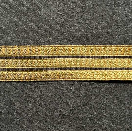 Galon Lézardé gaufré Or - 2 raies Kaki  - 23 mm - Fab. Française ancienne - Au mètre - 